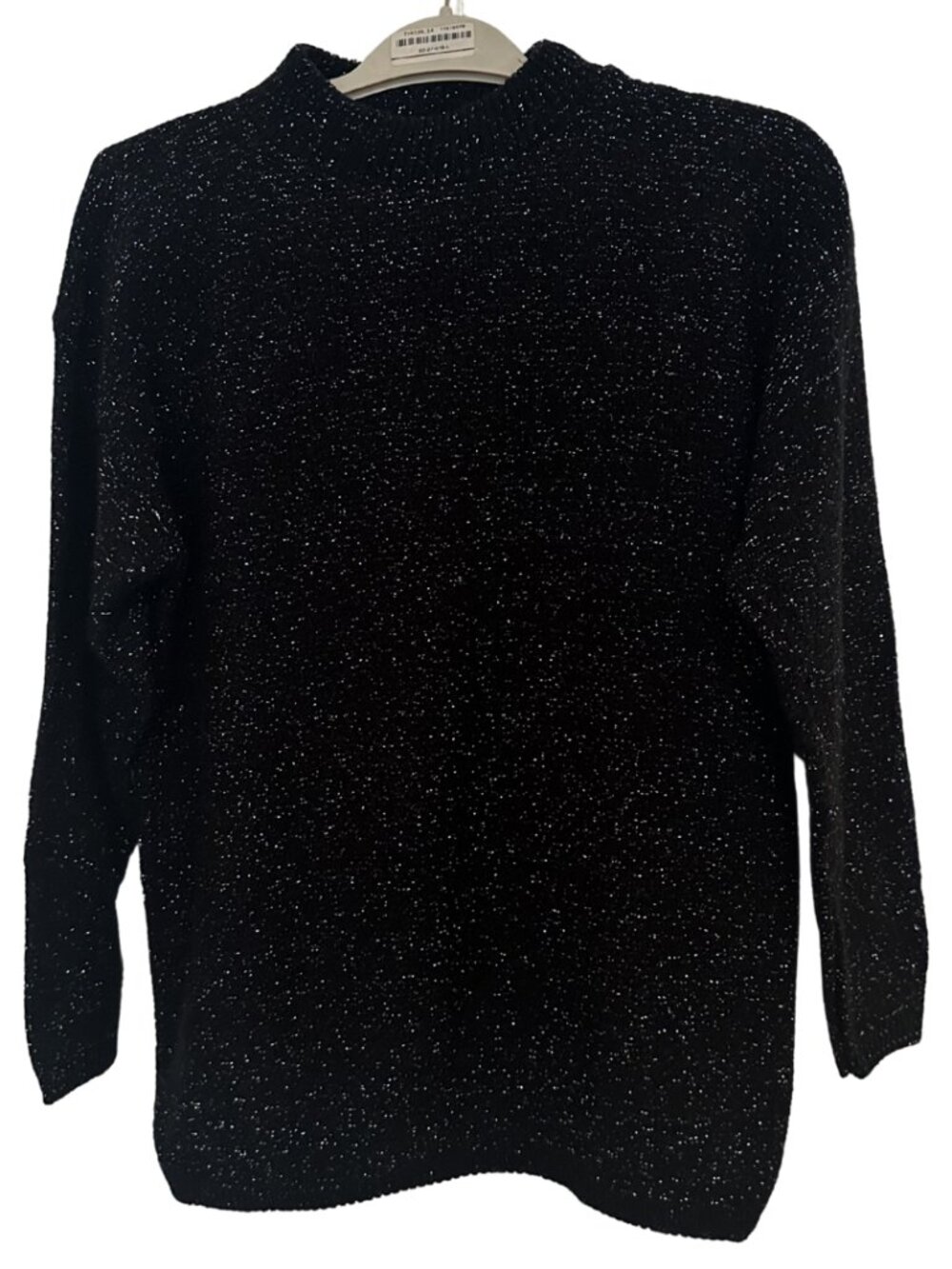 Laura Tyler Black Sparkle Sweater Silver Metallic Thread